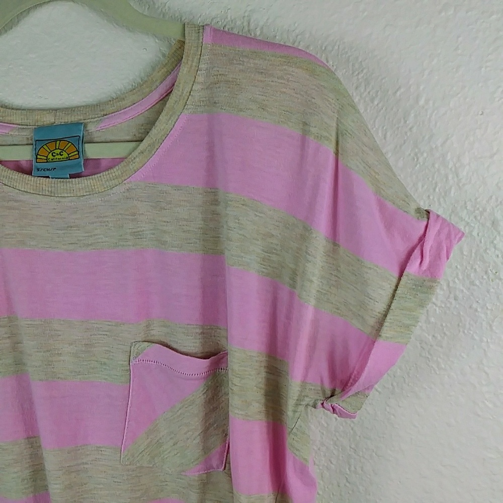 🌟 3/30 C & C California Pink & Oatmeal Marled Tee
